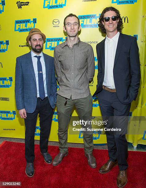 Aaron Wickenden, Jesse Moss and Daniel Breen attend the premiere of 'The Bandit' at the Paramount Theater during the South by Southwest Film Festival...
