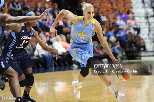 Elena Delle Donne of the Chicago Sky in action during the Atlanta Dream Vs Chicago Sky preseason WNBA game at Mohegan Sun Arena on May 05, 2016 in...