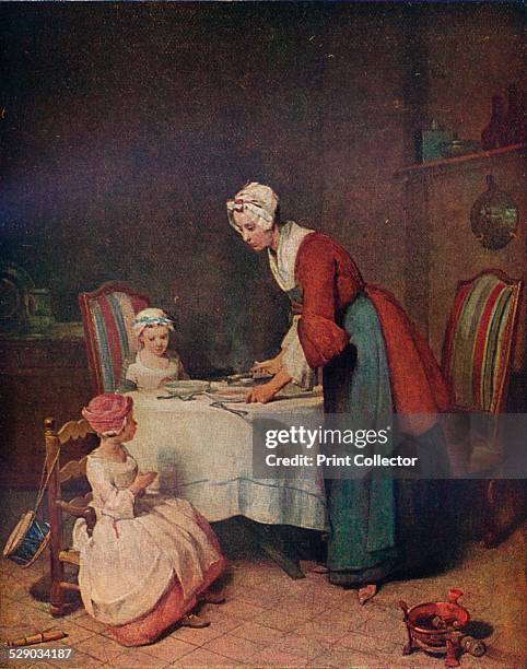 Le Benedicite , c1740. After an oil painting by Jean-Baptiste-Simeon Chardin . From A History of Painting Vol. VI [T. C. And E. C. Jack, London &...