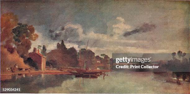 The Thames near Walton Bridges, 1805. After an original oil paint on mahogany veneer by Joseph Mallord William Turner . Original housed in the Tate,...