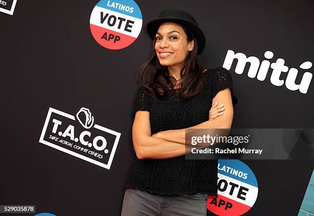 Actress Rosario Dawson attends the mitu T.A.C.O. Challenge on May 7, 2016 in Los Angeles, California.