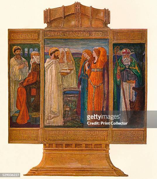 Triptych in Painted enamels: Scenes from the life of St. Patrick, 1903. After a work by Alexander Fisher . From The Studio Volume 28 [London Offices...