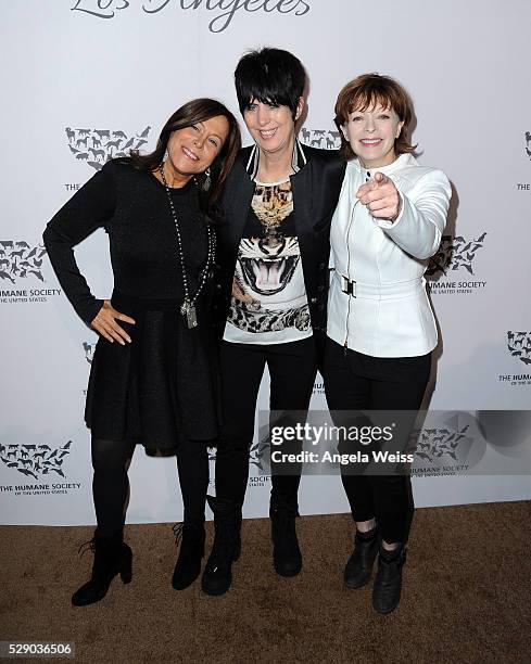 Producer/manager Joanne Horowitz, songwriter Diane Warren and actress Frances Fisher attend The Humane Society of the United States' to the Rescue...