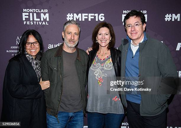 Tracey Stewart, Jon Stewart, Stephen Colbert and Evie Colbert attend the Montclair Film Festival 2016 on May 7, 2016 in Montclair City.