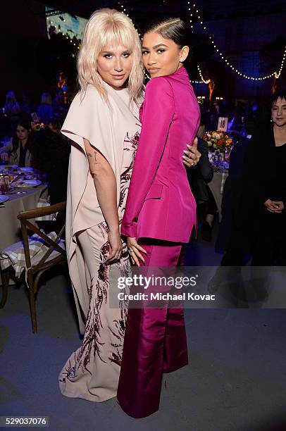 Singer Kesha and actress Zendaya attend The Humane Society of the United States' to the Rescue Gala at Paramount Studios on May 7, 2016 in Hollywood,...