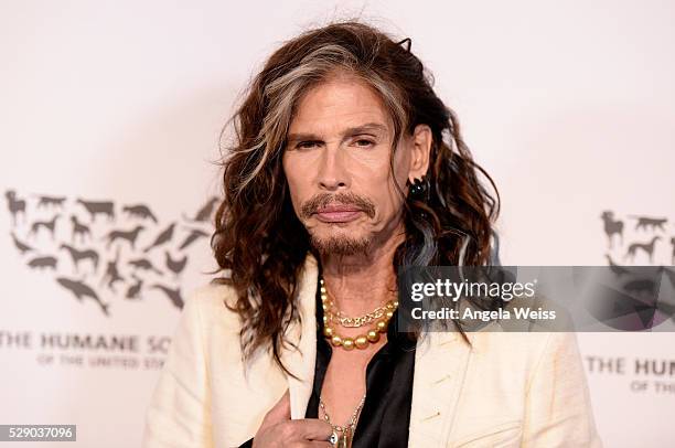 Musician Steven Tyler attends The Humane Society of the United States' to the Rescue Gala at Paramount Studios on May 7, 2016 in Hollywood,...