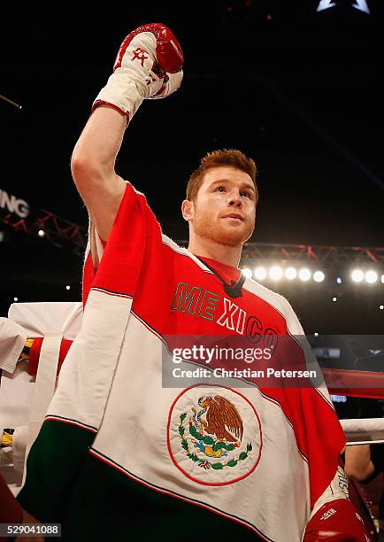 Canelo Alvarez walks to the ring during the WBC middleweight title fight at T-Mobile Arena on May 7, 2016 in Las Vegas, Nevada.