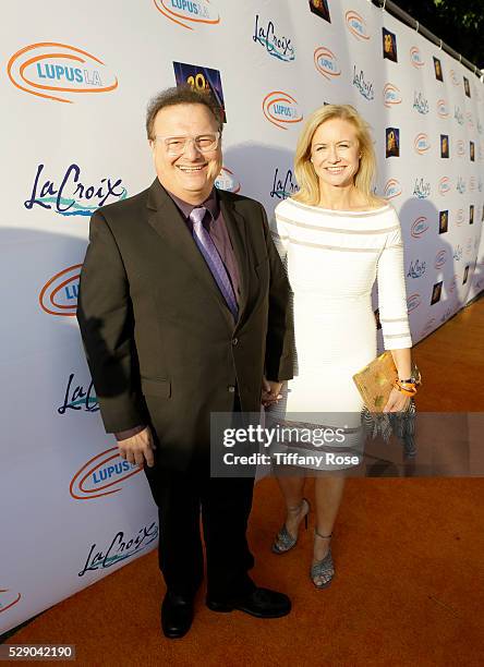 Actor Wayne Knight and Clare De Chenu attend Lupus LA's Orange Ball, A Night Of Superheroes at FOX Studios on May 7, 2016 in Los Angeles, California.