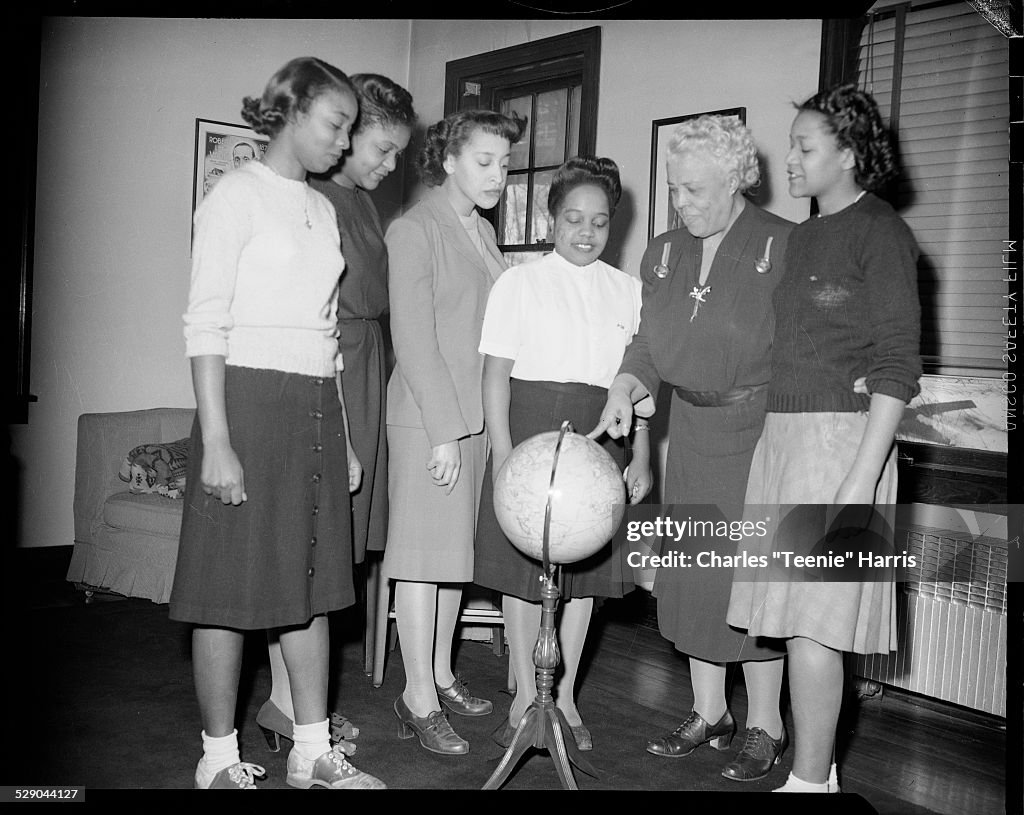 Daisy Lampkin with globe