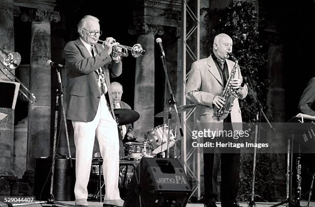 Jimmy Hastings, Scottish jazz musician and Humphrey Lyttelton, jazz trumpeter and clarinetist at Hever Castle, Kent. Humphrey Lyttelton, also known...