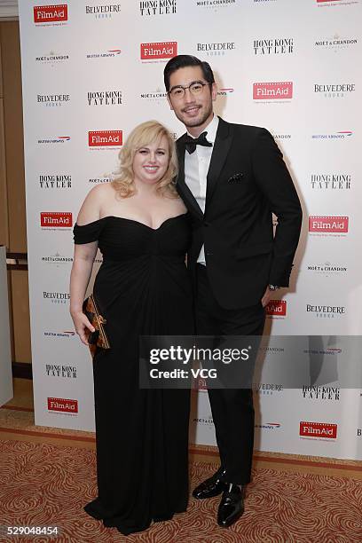 Australian stand-up comedian and actress Rebel Wilson, Taiwan-born Canadian model and actor Godfrey Gao attend a charity party on May 7, 2016 in Hong...