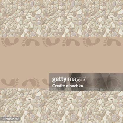 Footprint frame on seamless stone pattern Footprint frame on seamless stone pattern