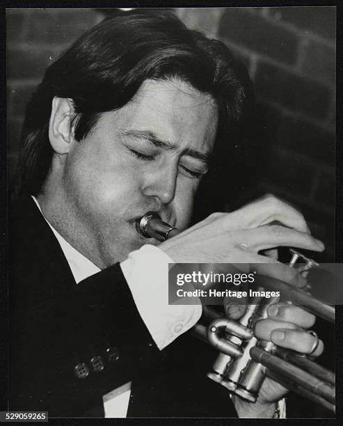 Guy Barker playing the trumpet at The Fairway, Welwyn Garden City, Hertfordshire, 3 November 1991. Artist: Denis Williams .