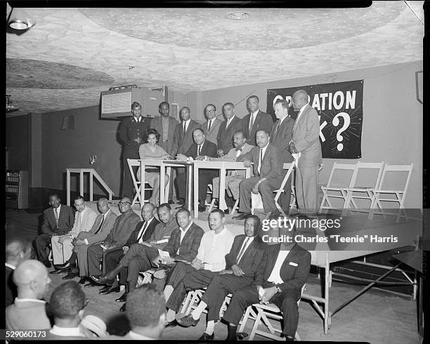 Group portrait, standing from left: unknown man, James Sanford, Luther Sewell, Harold Keith, Bill Carter, John Sinclair, Weldell Freeland, W. P....