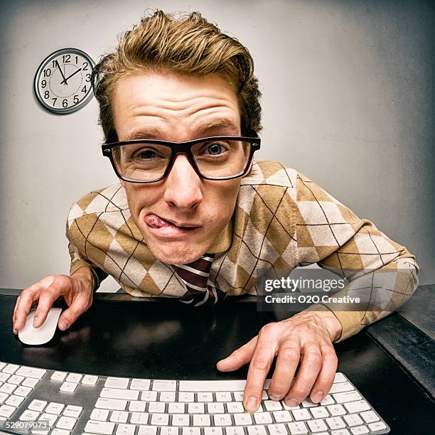funny nerdy guy - staring at screen stock pictures, royalty-free photos & images