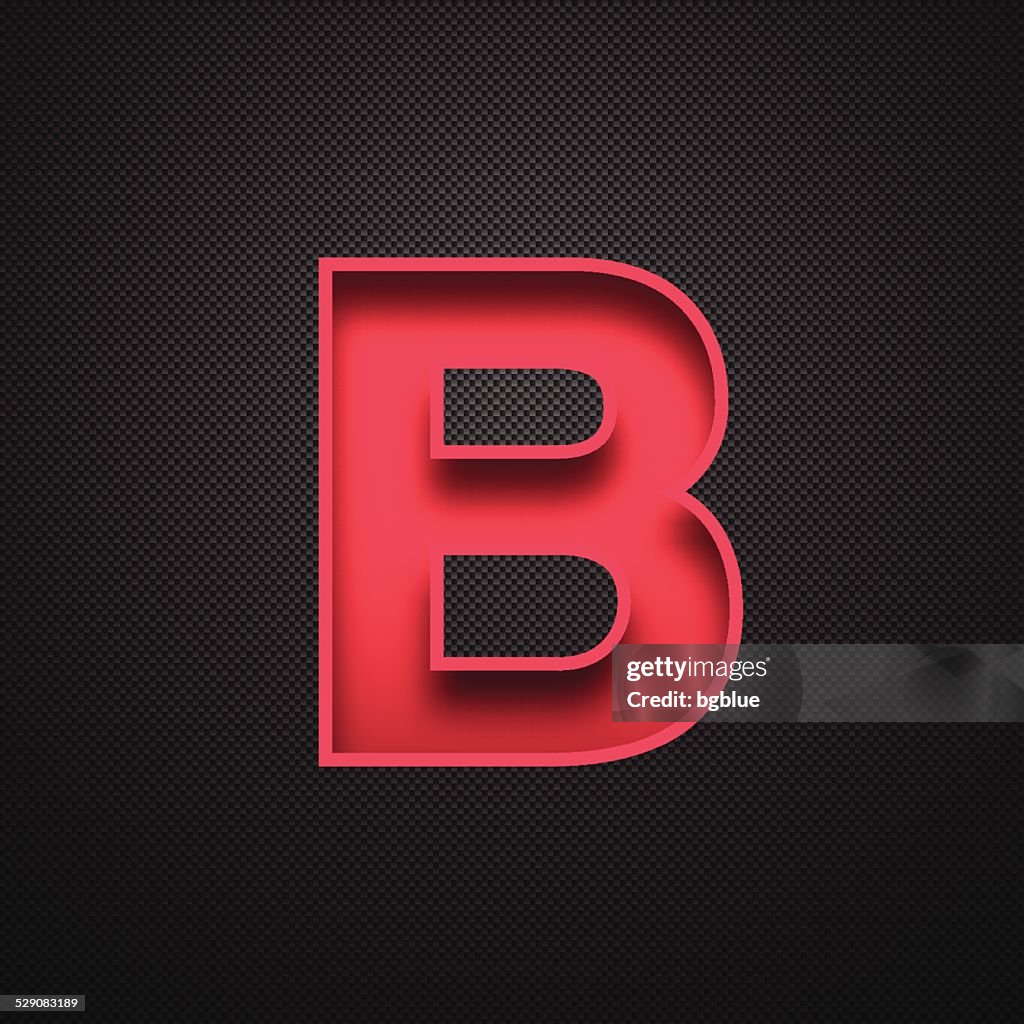 Alphabet B Design-Red Letter auf Carbon faser-Hintergrund