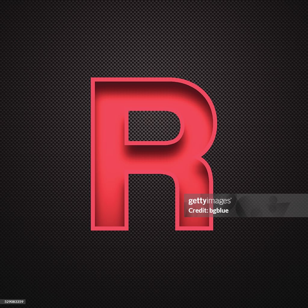 Alphabet R Design Red Letter On Carbon Fiber Background High-Res Vector ...