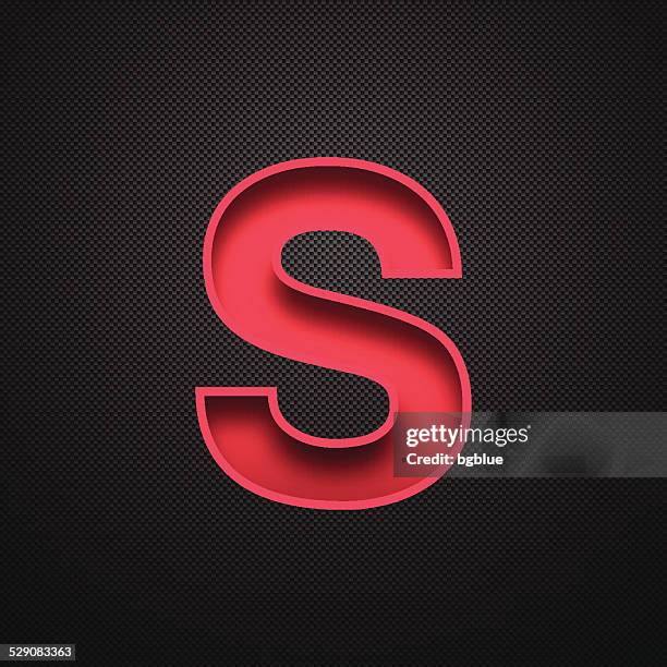 ilustrações, clipart, desenhos animados e ícones de alfabeto de design-red letter de fundo de fibra de carbono - letter s