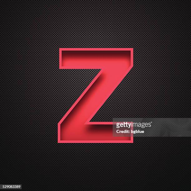 alphabet z design - red letter on carbon fiber background - letter z stock illustrations