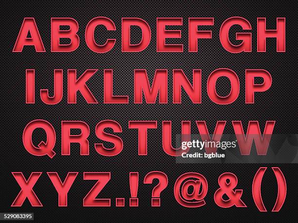 alphabet design - red letters on carbon fiber background - the alphabet 幅插畫檔、美工圖案、卡通及圖標