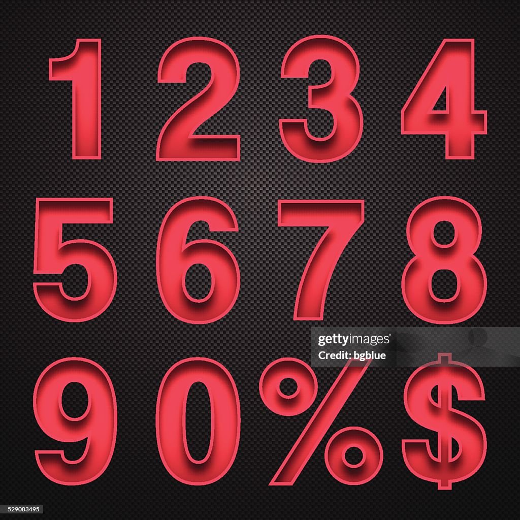 Hororr Red Numbers Numbers Design Red Numbers On Carbon Fiber Background High-Res Vector ...