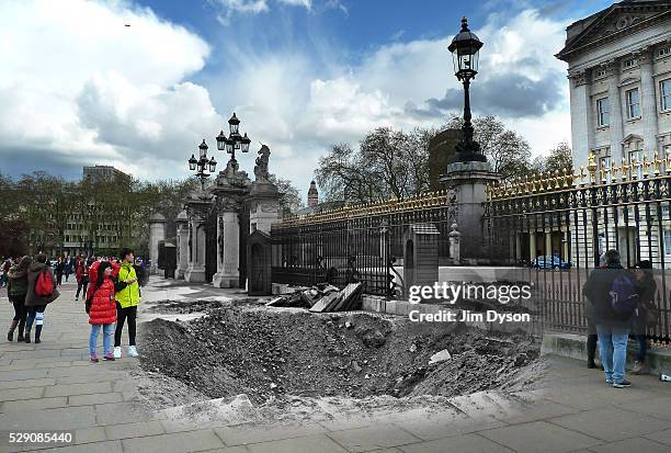 In this digital composite image a comparison has been made between a London scene during the Blitz of 1940-1941 and present day, to remember the 75th...