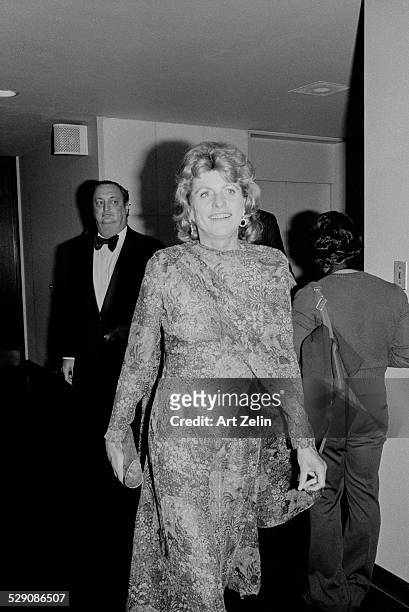 Jean Kennedy Smith wearing a chiffon dress; circa 1960; New York.