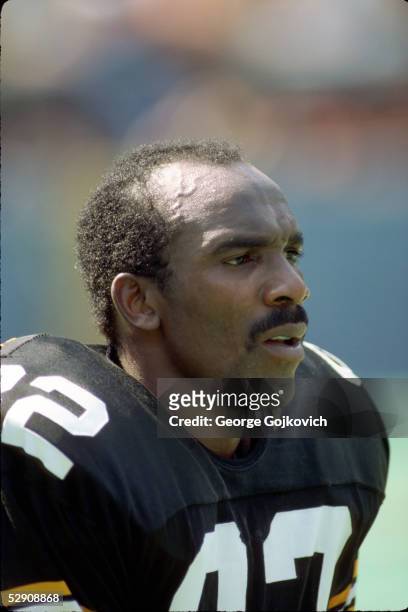 Wide receiver John Stallworth of the of the Pittsburgh Steelers watches the action during a game against the Kansas City Chiefs at Three Rivers...