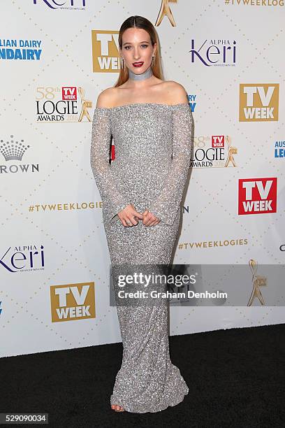 Sophie Lowe arrives at the 58th Annual Logie Awards at Crown Palladium on May 8, 2016 in Melbourne, Australia.