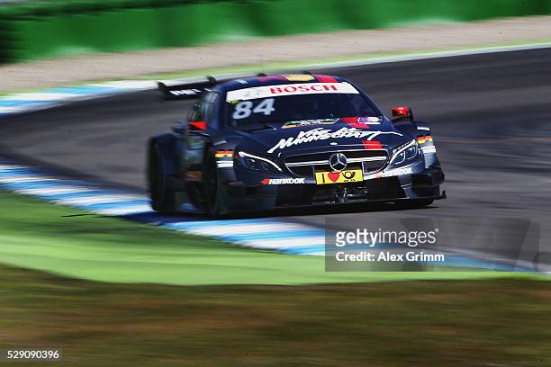 Maximilian Goetz of Germany and Mercedes team HWA drives during the free practice session ahead of race 2 of the DTM German Touring Car Hockenheim at...