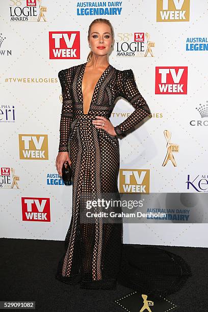 Jessica Marais arrives at the 58th Annual Logie Awards at Crown Palladium on May 8, 2016 in Melbourne, Australia.