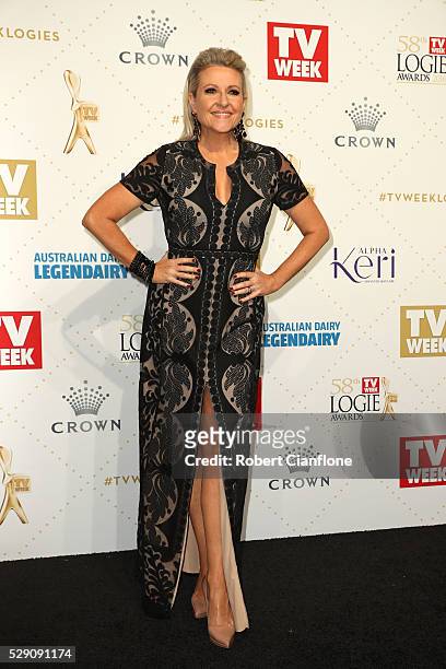 Angela Bishop arrives at the 58th Annual Logie Awards at Crown Palladium on May 8, 2016 in Melbourne, Australia.