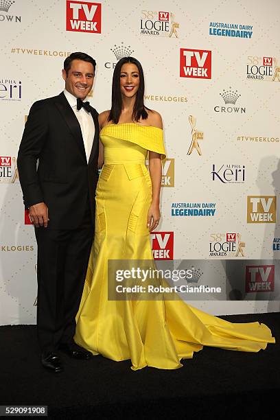 Cooper Cronk and Tara Rushton arrive at the 58th Annual Logie Awards at Crown Palladium on May 8, 2016 in Melbourne, Australia.