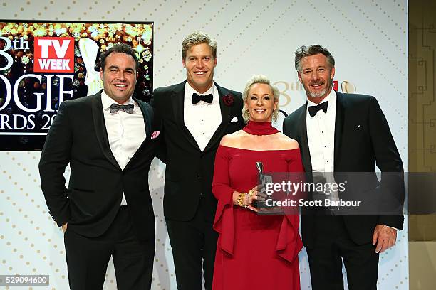 Miguel Maestre, Chris Brown, Amanda Keller and Barry Du Bois pose with the Logie Award for Best Lifestyle Program 'The Living Room' during the 58th...