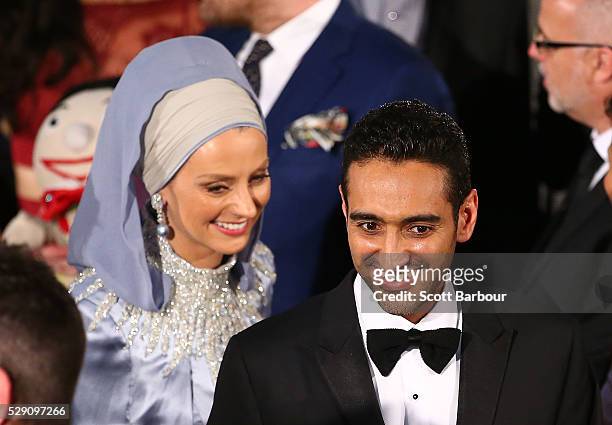 Waleed Aly and Susan Carland arrive at the 58th Annual Logie Awards at Crown Palladium on May 8, 2016 in Melbourne, Australia.