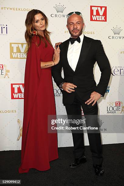 Alex Perry arrives at the 58th Annual Logie Awards at Crown Palladium on May 8, 2016 in Melbourne, Australia.