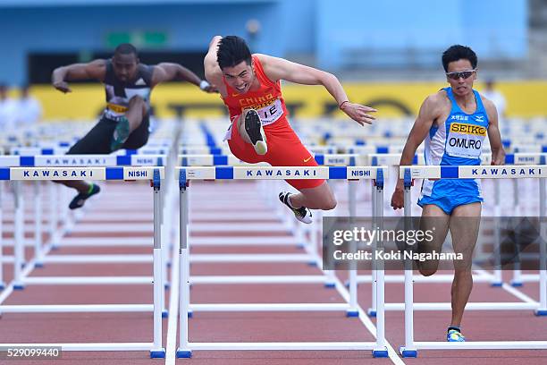 Wenjun Xie of China competes in the Men's 110m Hurdles during the SEIKO Golden Grand Prix 2016 at Todoroki Stadium on May 8, 2016 in Kawasaki, Japan.