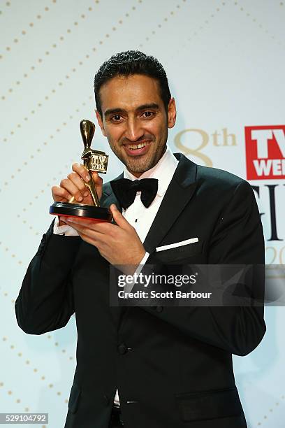 Waleed Aly poses with the Gold Logie Award for Best Personality On Australian TV during the 58th Annual Logie Awards at Crown Palladium on May 8,...