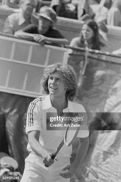 Parker Stevenson playing tennis; circa 1960; New York.