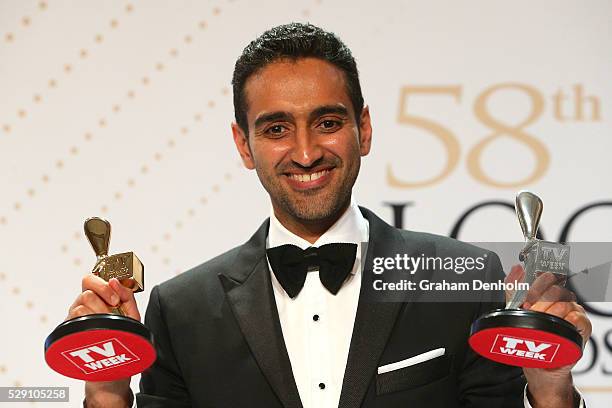 Waleed Aly poses with the Gold Logie Award for Best Personality On Australian TV during the 58th Annual Logie Awards at Crown Palladium on May 8,...
