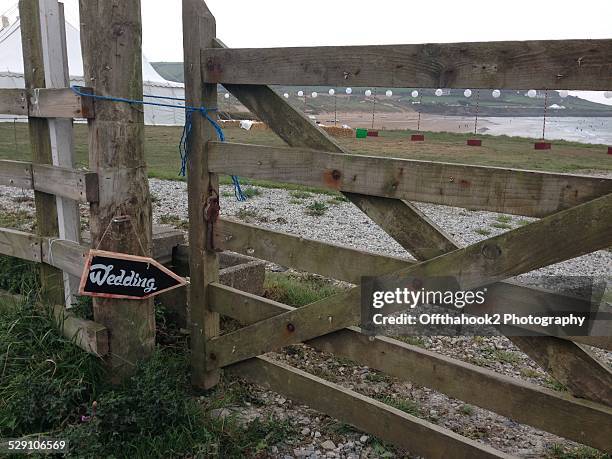 wedding here... - croyde bay stock pictures, royalty-free photos & images
