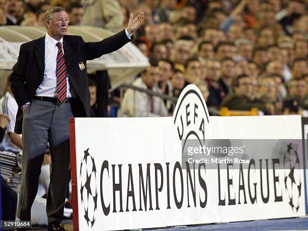 Champions League 02/03 Viertelfinale, Madrid; Real Madrid - Manchester United 3:1; Trainer Alex FERGUSON/Manchester