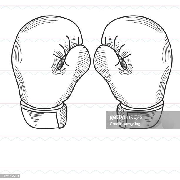 ilustraciones, imágenes clip art, dibujos animados e iconos de stock de sketch, boxeo guantes de boxeo y deportes, - guante de boxeo