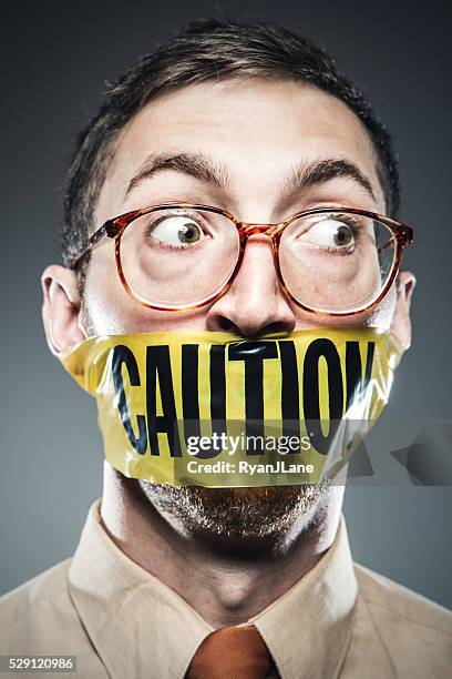 censure homme portrait - men gagged photos et images de collection