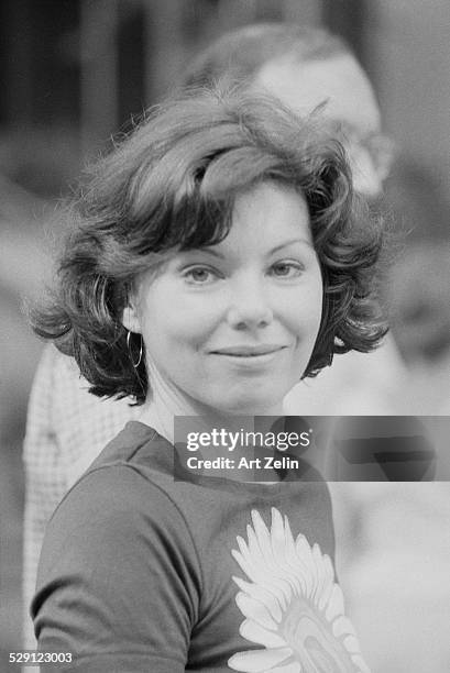 Marsha Mason wearing a t-shirt with a sunflower; circa 1970; New York.
