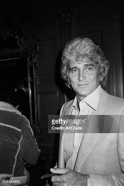 Michael Landon in shirt and sports jacket; circa 1970; New York.