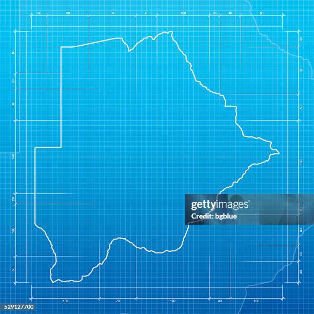 botswana map on blueprint background - botswana stock illustrations