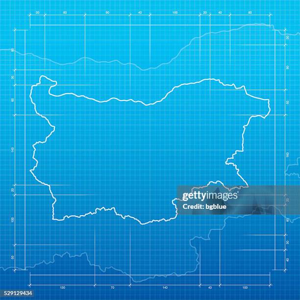 bulgaria map on blueprint background - sofia stock illustrations