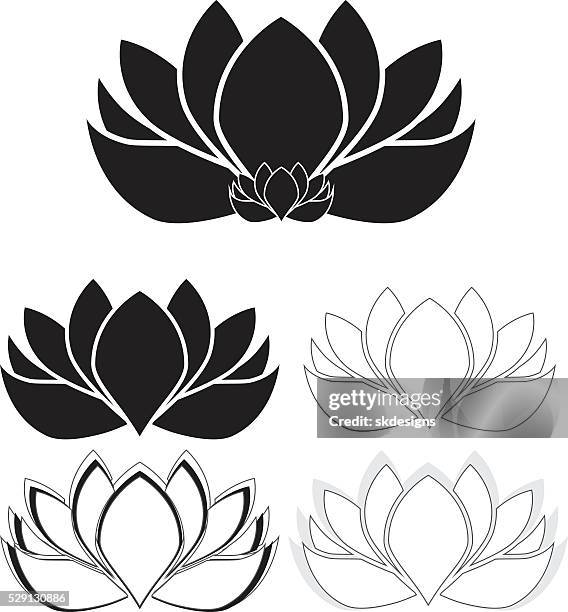 bildbanksillustrationer, clip art samt tecknat material och ikoner med lotus flowers, water lilies set - lotus