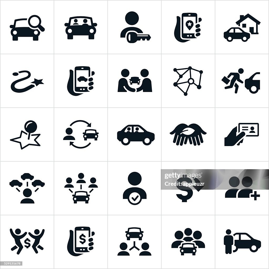 Compartir el viaje y Carpooling iconos